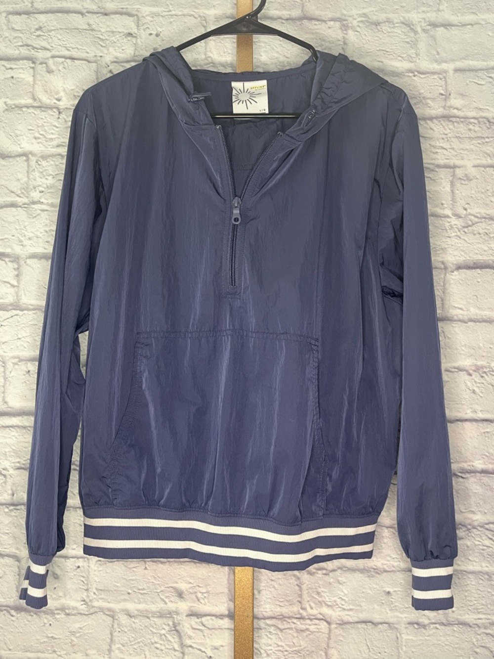 Offline By Aerie Nylon Navy Windbreaker Track Half Zip Jacket Size Large